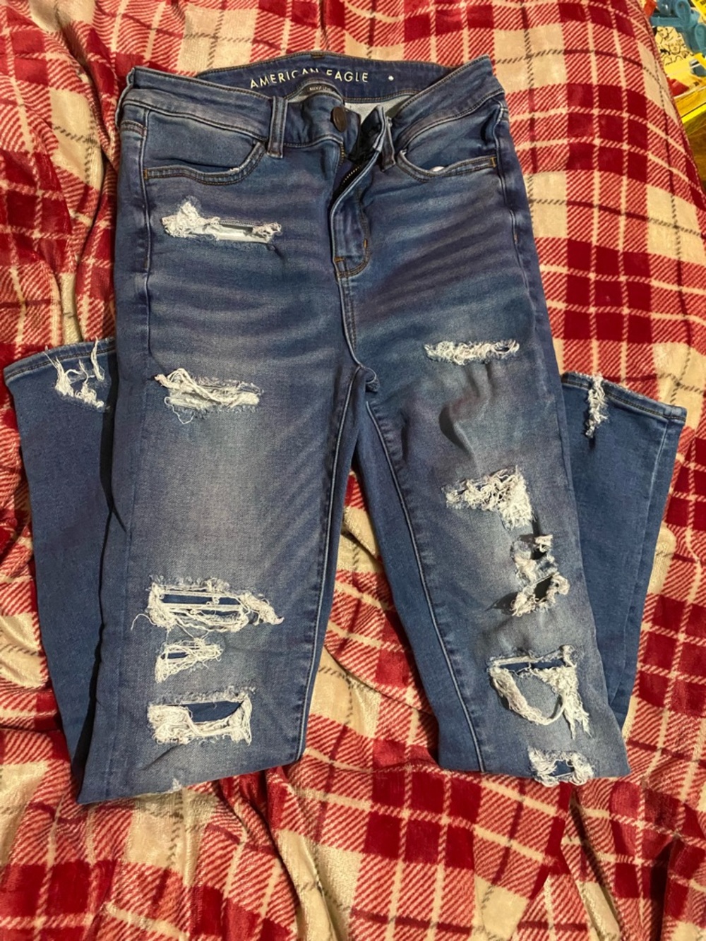 American Eagle Outfitters Blue Ripped Skinny Jeans